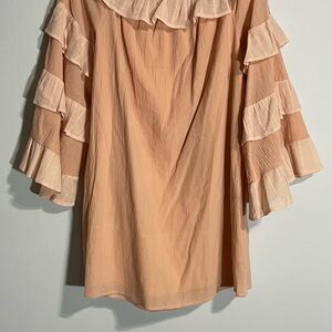 Listicle Women's Blouse with Ruffled Sleeves in Peach
